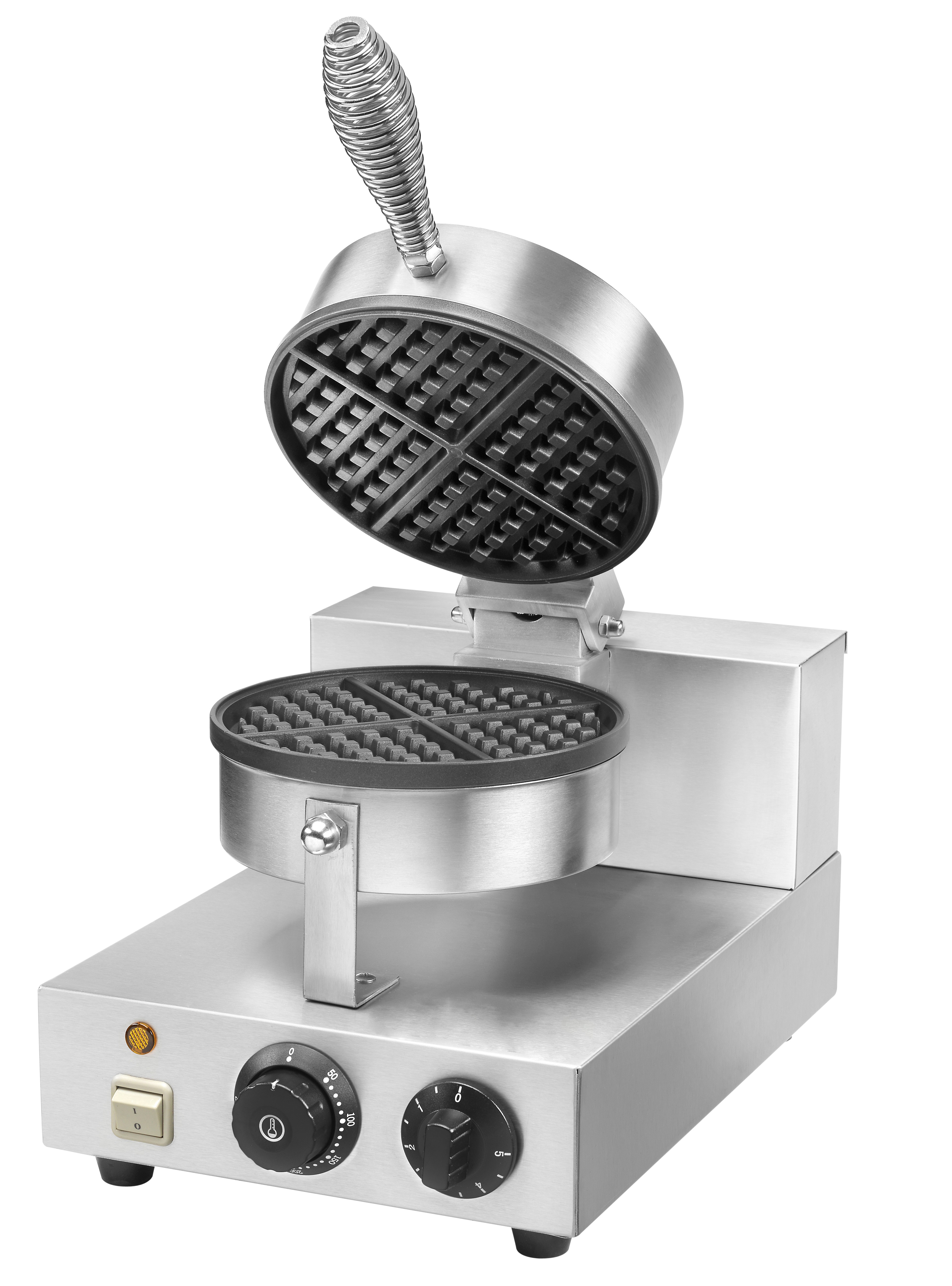 Waffeleisen mit Backplatte aus Teflon, 1000 W, B 255 mm x T 435 mm x H 255/570 mm