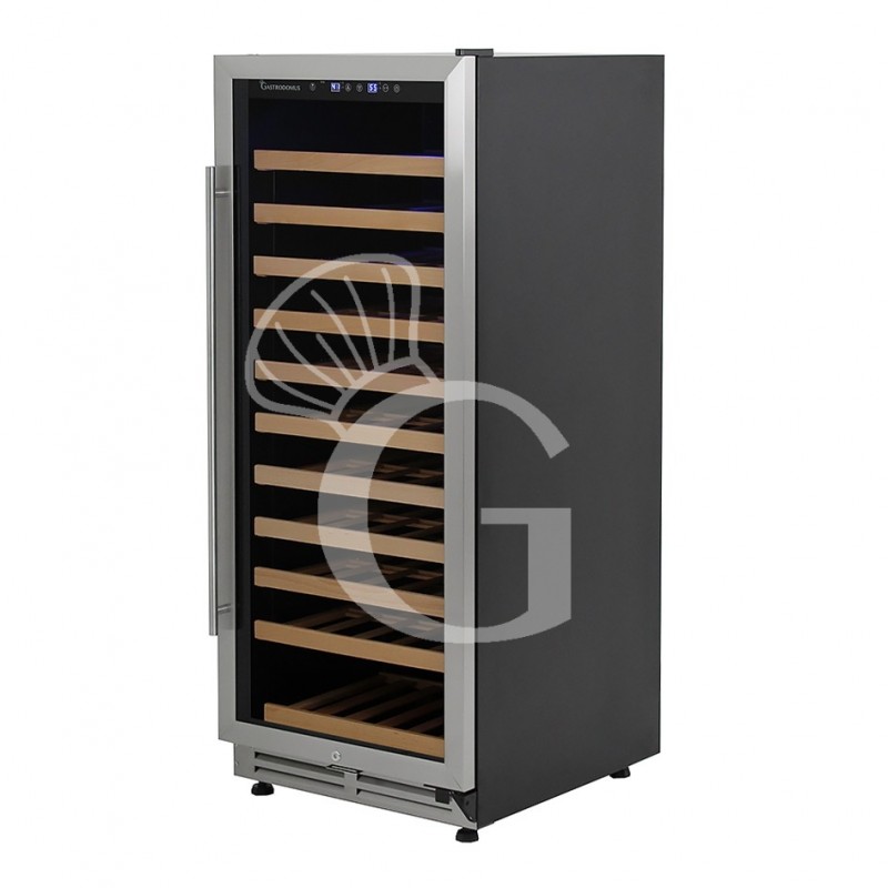 Einbau-Weinkühlschrank (280 L), 1 Kühlzone, 11 Fächer, 111 Flaschen, +5°C/+22°C, Umluftkühlung, Tür mit Edelstahlumrandung