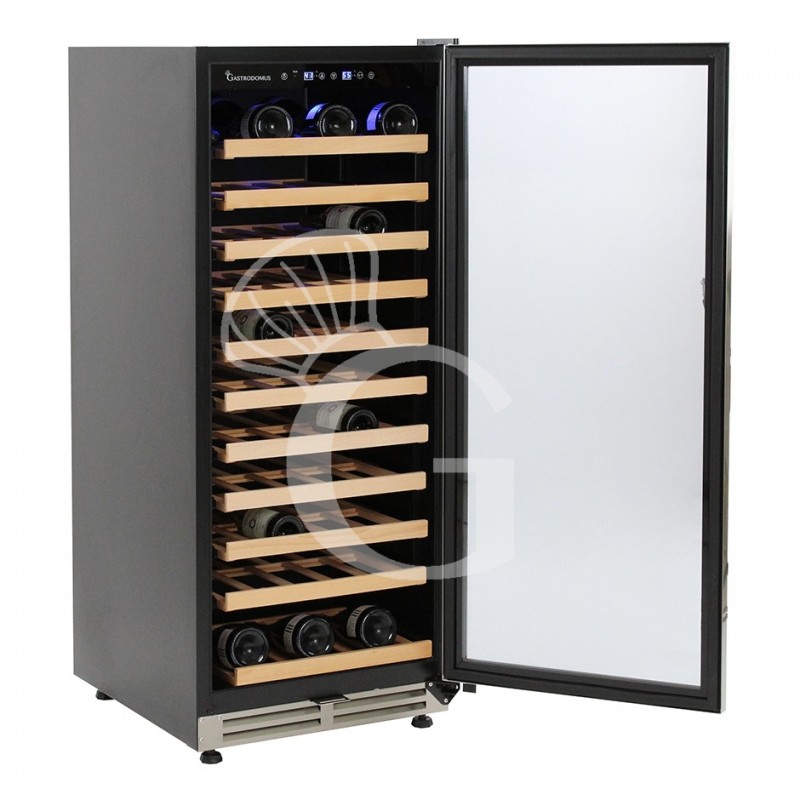 Einbau-Weinkühlschrank (280 L), 1 Kühlzone, 11 Fächer, 111 Flaschen, +5°C/+22°C, Umluftkühlung, Tür mit Edelstahlumrandung