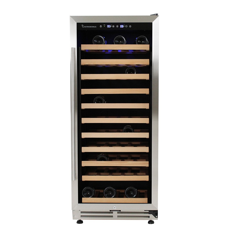 Einbau-Weinkühlschrank (280 L), 1 Kühlzone, 11 Fächer, 111 Flaschen, +5°C/+22°C, Umluftkühlung, Tür mit Edelstahlumrandung