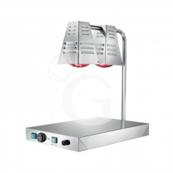 Warmhalteplatte mit Infrarot-Wärmebrücke / 2 Infrarot-Wärmelampen, Edelstahl, B 600 x T 400 x H 680 mm