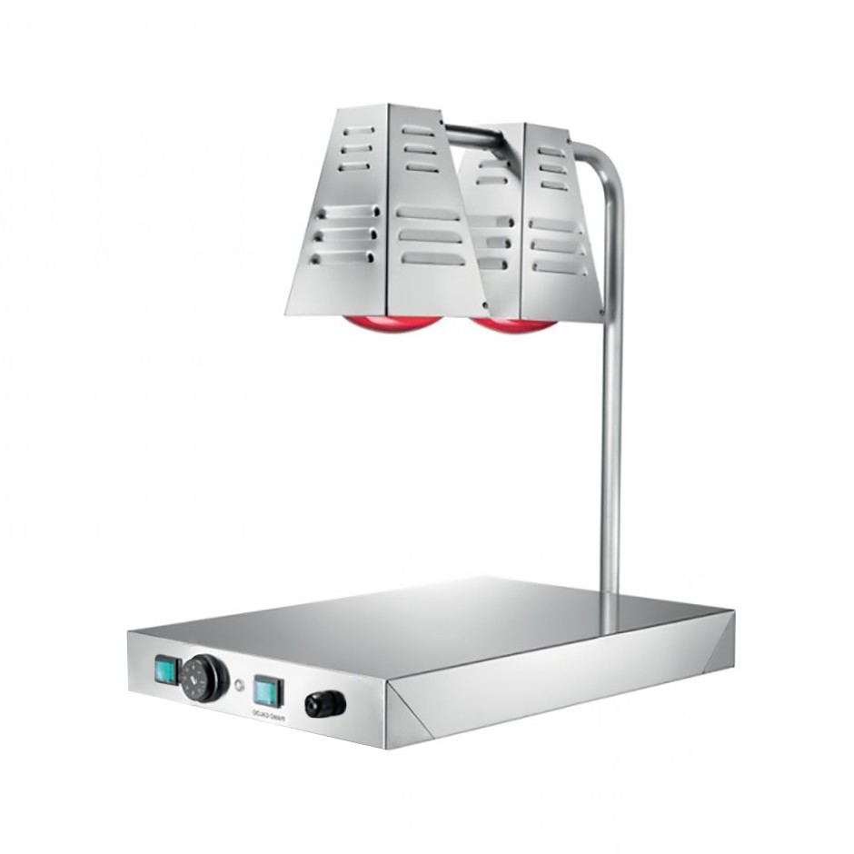 Warmhalteplatte mit Infrarot-Wärmebrücke / 2 Infrarot-Wärmelampen, Edelstahl, B 600 x T 400 x H 680 mm