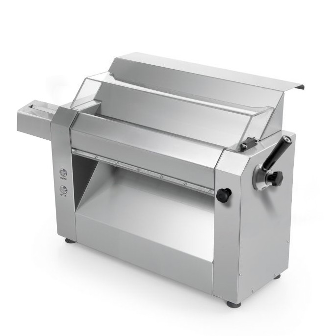 Teigausrollmaschine, elektrisch, mit Edelstahlwalzen (Ø 60 mm, Länge 420 mm), einphasig, B 375 mm x T 700 mm x H 545 mm