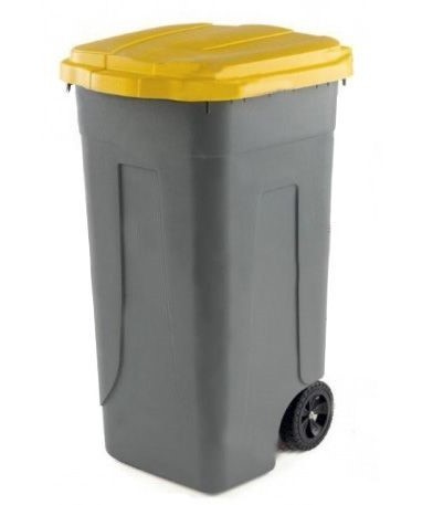 Mülleimer (80 Liter), gelb/grau, Polyethylen