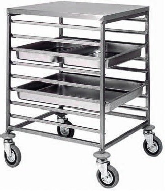 Tablettwagen/Gastronorm, 8 GN 2/1 Bleche od. 16 GN 1/1 Bleche, B 650 mm x T 760 mm x H 940 mm