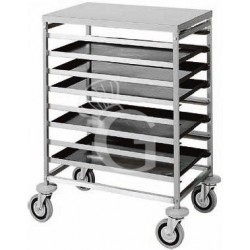 Blechwagen aus Edelstahl, 8 Bleche (600x400 mm), B 520 mm x T 720 mm x H 940 mm