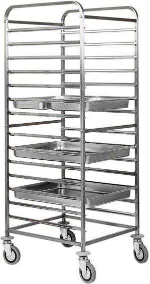 Tablettwagen/Gastronormwagen, 14 GN 2/1 od. 28 GN 1/1 Bleche, B 650 mm x T 760 mm x H 1820 mm