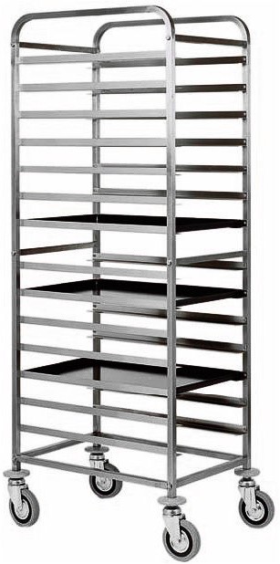 Blechwagen, 20 Backbleche (600x400 mm), B 520 mm x T 720 mm x H 1820 mm