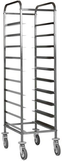 Tablettwagen/Gastronormwagen, 10 GN 1/1 Tabletts, verstärkter Edelstahlrahmen, B 380 mm x T 620 mm x H 1750 mm