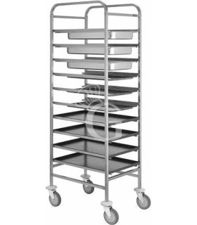 Tablettwagen/Gastronormwagen 10 GN 1/1 Behälter (od. 600x400 mm Bleche), B 680 mm x T 520 mm x H 1750 mm