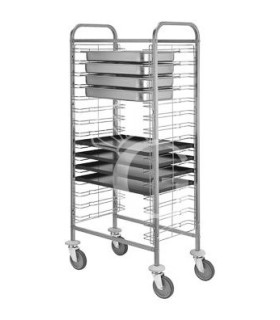 Tablettwagen aus Edelstahl, 10 GN 1/1 Behälter (od. 600x400 mm Bleche), B 770 x T 460 mm x H 1180 mm