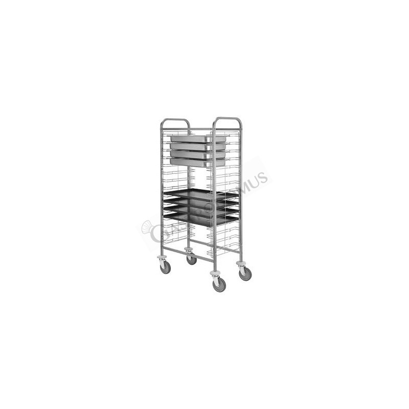 Tablettwagen/Gastronormwagen, 15 GN 1/1 Behälter (od. 600x400 mm Bleche), B 770 mm x T 460 mm x H 1550 mm