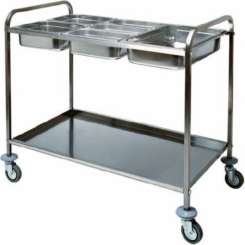 Servicewagen – Edelstahl – Behälter 3 GN 1/1 – B 110 mm x T 620 mm x H 970 mm