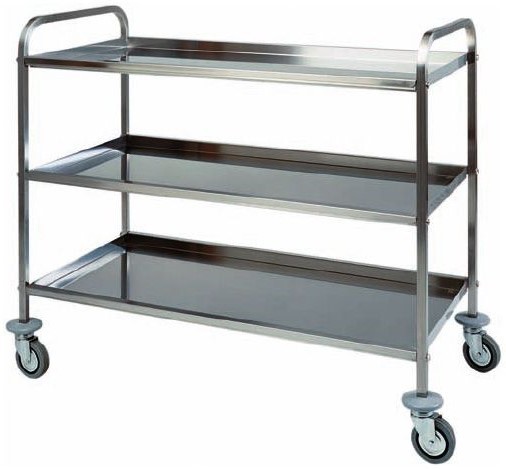 Servierwagen – Edelstahl – 3 Ablagen – B 910 mm x T 570 mm x H 960 mm
