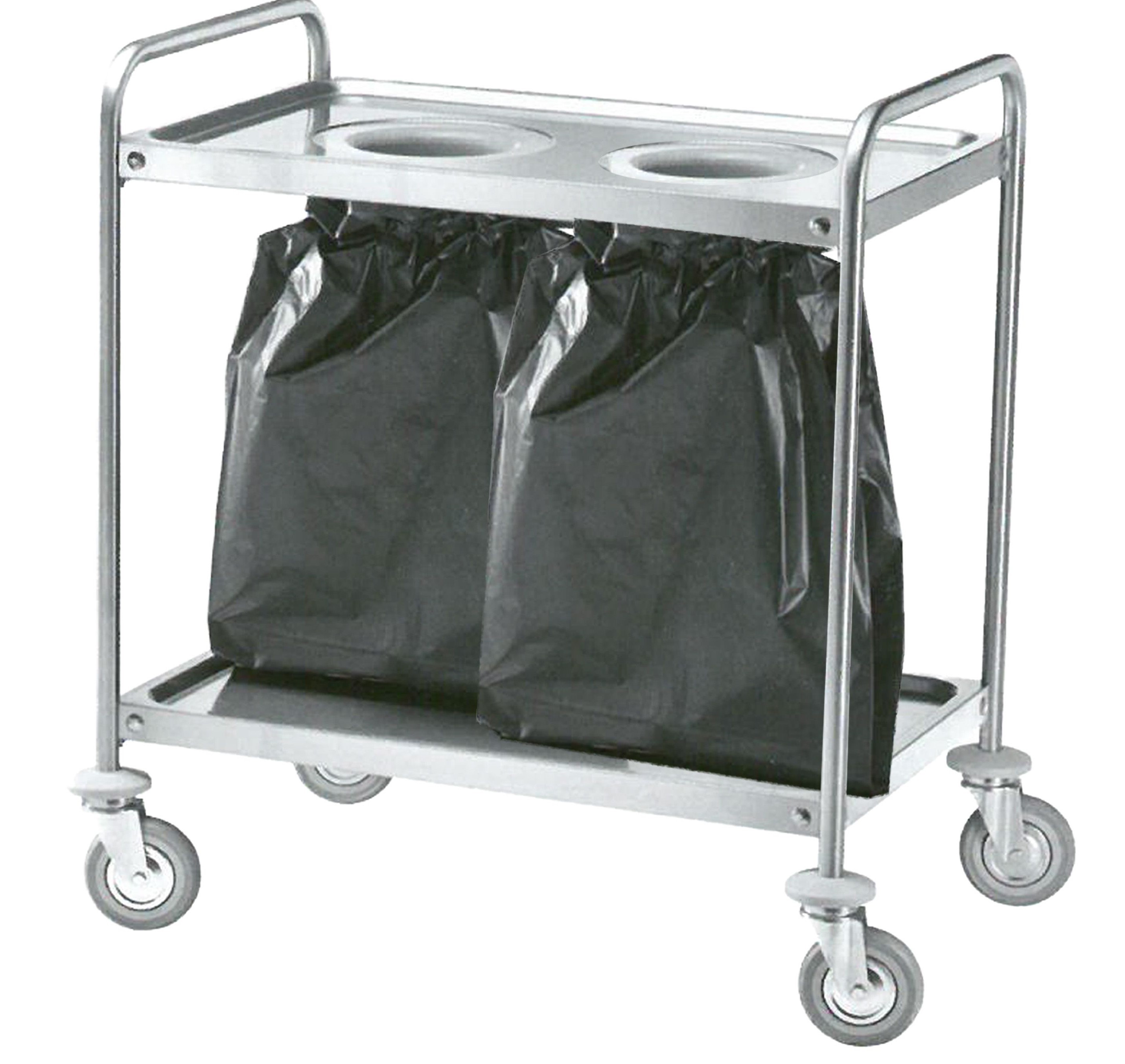 Servicewagen – Edelstahl – 2 Löcher – B 1100 mm x T 600 mm x H 940 mm