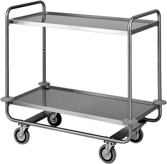 Servierwagen – Edelstahl – 2 Ablagen – B 1100 mm x T 600 mm x H 1000 mm
