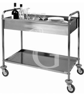 Abräumwagen aus Edelstahl, tiefgezogenes Bord, B 1010 mm x T 570 mm x H 970 mm