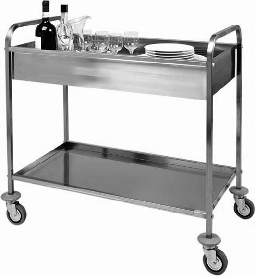 Abräumwagen aus Edelstahl, tiefgezogenes Bord, B 1010 mm x T 570 mm x H 970 mm