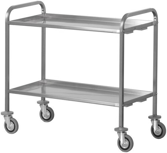 Schwerlastwagen – Edelstahl – 2 Ablagen – B 920 mm x T 670 mm x H 980 mm