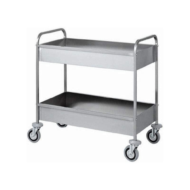 Abräumwagen – Edelstahl – 2 Wannen – B 1010 mm x T 570 mm x H 970 mm