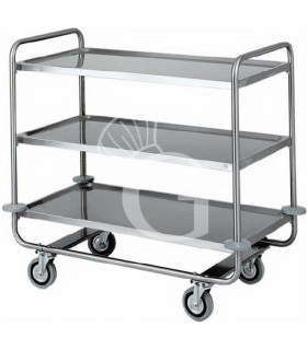 Servierwagen – Edelstahl – 3 Ablagen – B 1100 mm x T 600 mm x H 1000 mm
