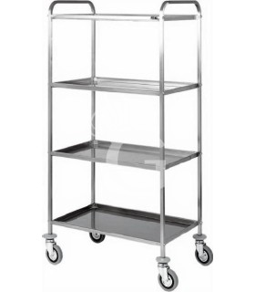 Servierwagen – Edelstahl – 4 Ablagen – B 910 mm x T 570 mm x H 1720 mm