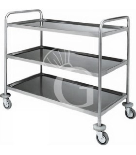 Servicewagen – Edelstahl – 3 Ablagen – Rohrstruktur – B 1280 mm x T 700 mm x H 1040 mm