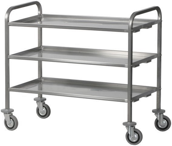 Schwerlastwagen – Edelstahl – 3 Ablagen – B 920 mm x T 670 mm x H 980 mm