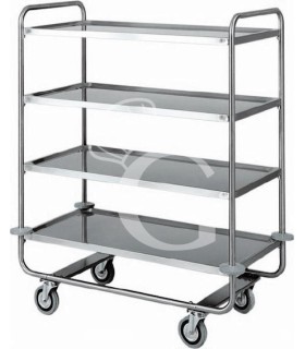 Servierwagen – Edelstahl – 4 Ablagen – B 1100 mm x T 600 mm x H 1300 mm