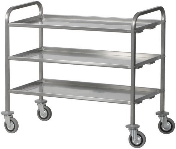 Schwerlastwagen – Edelstahl – 3 Ablagen – B 1120 mm x T 670 mm x H 980 mm