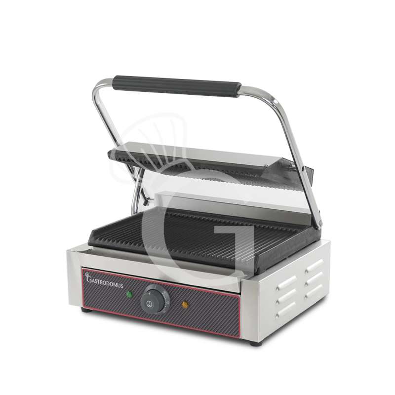 Kontaktgrill, gerillte Grillplatte aus Gusseisen, B 410 mm x T 380 mm x H 210/520 mm