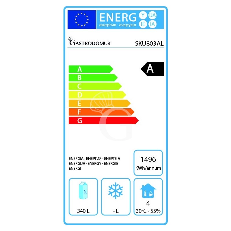 Kühltisch, 3-türig, Aufkantung, T 800 mm, 0°C/+10°C, Energieklasse A