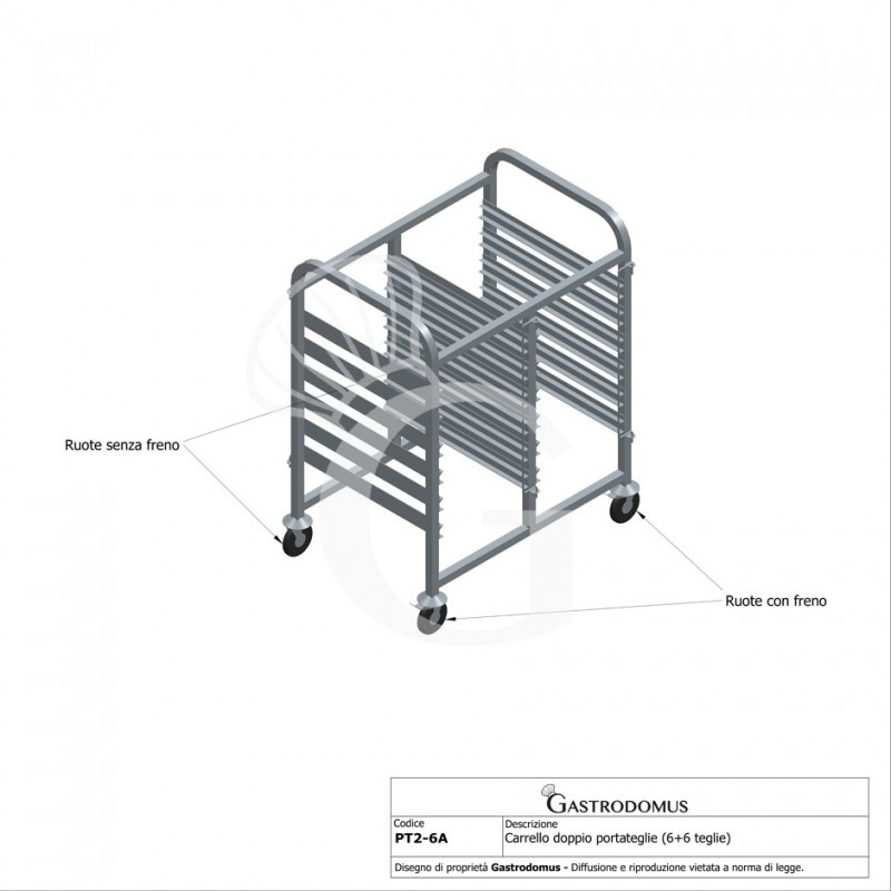 Doppel-Gastronormwagen,  6+6 GN 1/1 Blech, B 750 mm x T 555 mm x H 990 mm