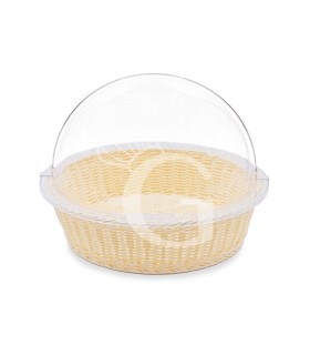 Rattan Korb, rund, Deckel aus Polycarbonat, Ø 410 x H 310 mm