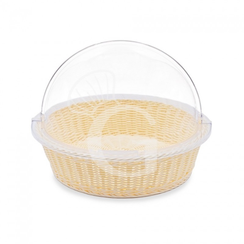 Rattan Korb, rund, Deckel aus Polycarbonat, Ø 410 x H 310 mm