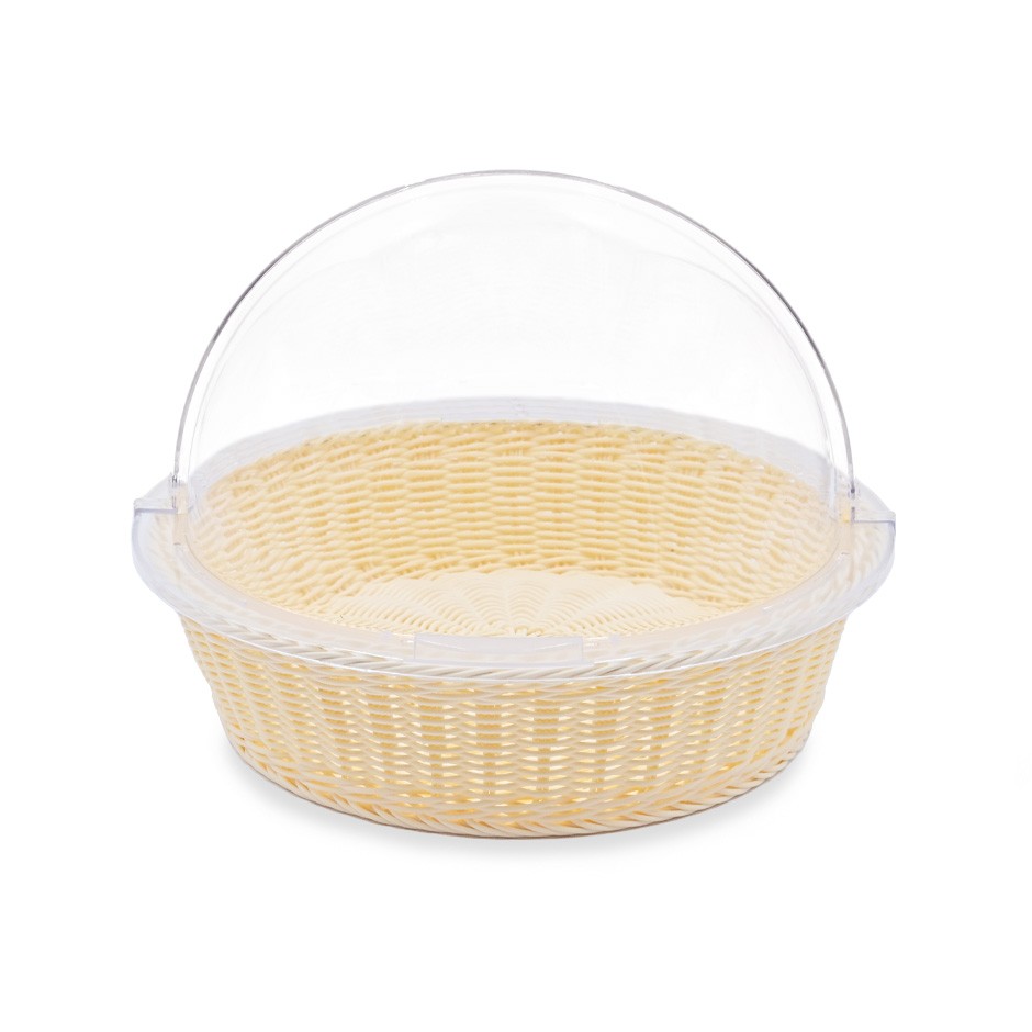 Rattan Korb, rund, Deckel aus Polycarbonat, Ø 410 x H 310 mm