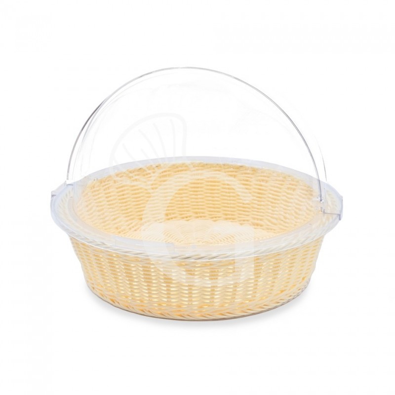 Rattan Korb, rund, Deckel aus Polycarbonat, Ø 410 x H 310 mm