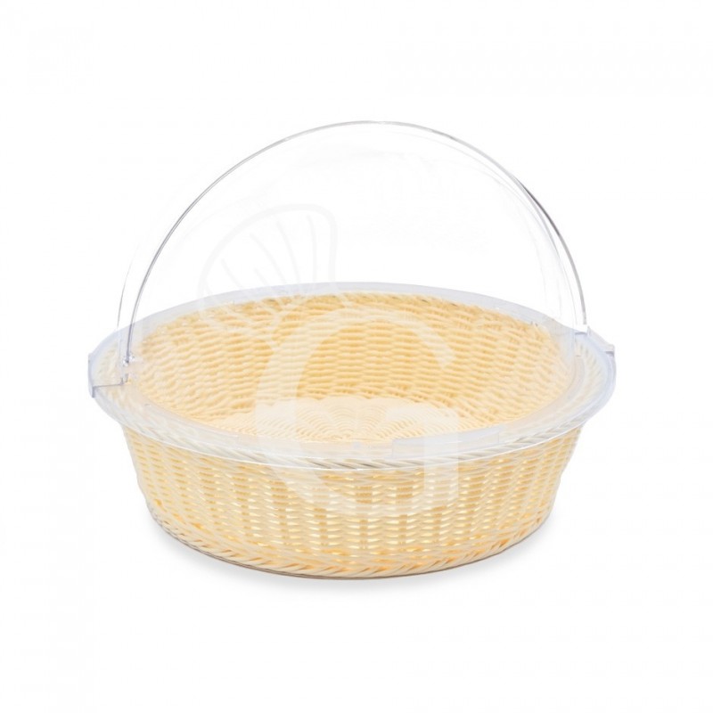 Rattan Korb, rund, Deckel aus Polycarbonat, Ø 410 x H 310 mm