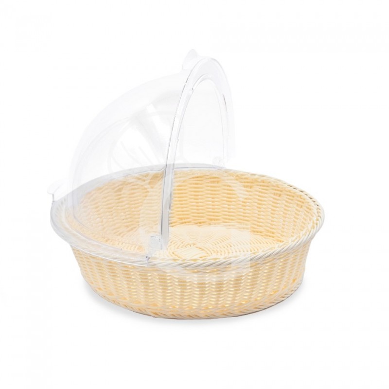 Rattan Korb, rund, Deckel aus Polycarbonat, Ø 410 x H 310 mm