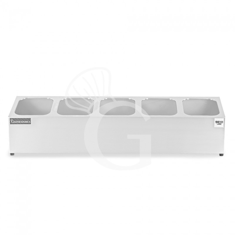 GN-Aufsatzbord mit 5 GN1/6 Behälter, Edelstahl, B 830 mm x T 225 mm x H 200 mm