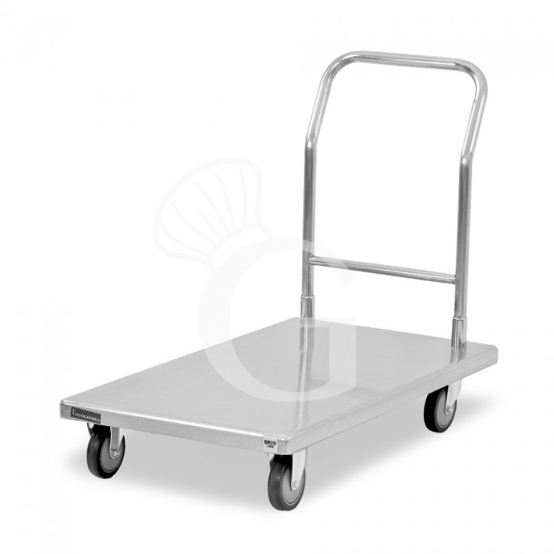 Transportwagen aus Edelstahl, 1 Abstellfläche, B 1090 mm x T 610 mm x H 900 mm, Tragfähigkeit 150 Kg