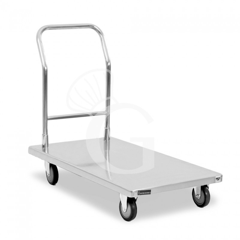 Transportwagen aus Edelstahl, 1 Abstellfläche, B 1090 mm x T 610 mm x H 900 mm, Tragfähigkeit 150 Kg