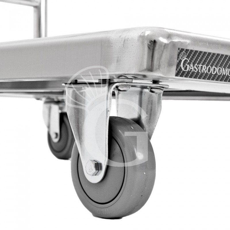 Transportwagen aus Edelstahl, 1 Abstellfläche, B 890 mm x T 550 mm x H 875 mm, Tragfähigkeit 180 Kg