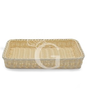 Korb, rechteckig, synthetischer Rattan, beige, B 405 mm x T 305 mm x H 55 mm
