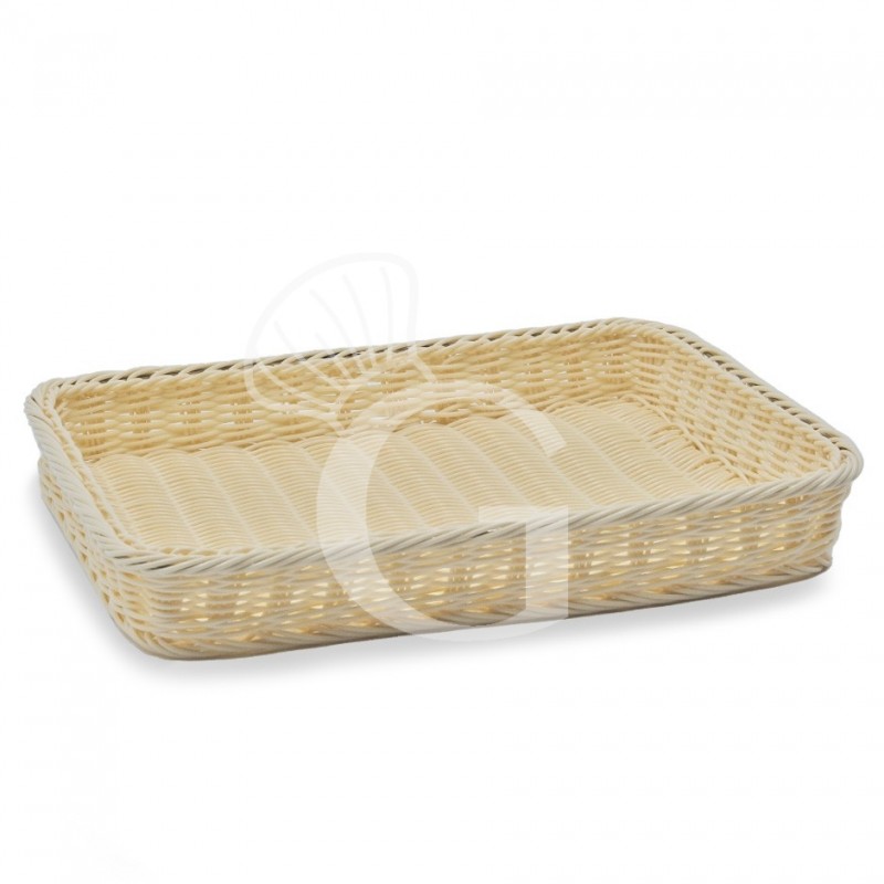 Korb, rechteckig, synthetischer Rattan, beige, B 405 mm x T 305 mm x H 55 mm