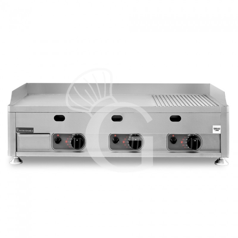 Gas-Bratplatte - 3/4 glatt, 1/4 gerillt (B 1000 mm x T 540 mm x H 325 mm), Tischgerät Gas-Bratplatte - 3/4 glatt, 1/4 gerillt (B 1000 mm x T 540 mm x H 325 mm), Tischgerät