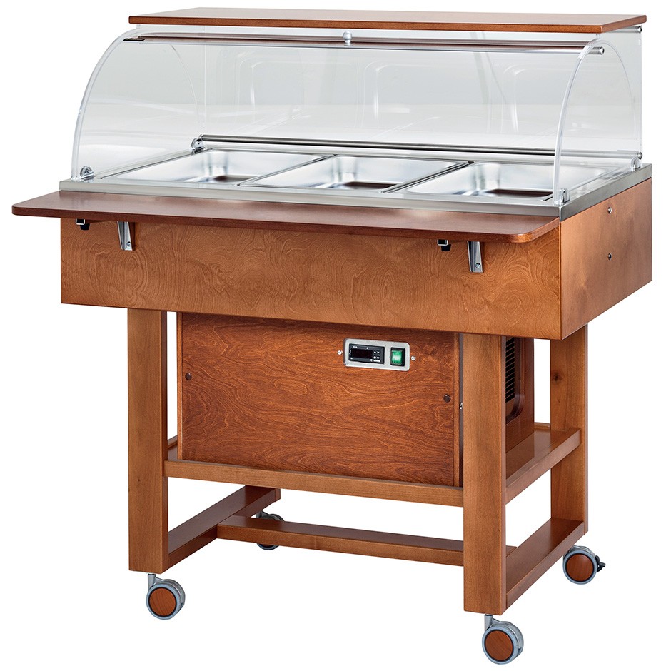 Kaltbuffet – Massivholz – Plexiglaskuppel -5°/+5°C – B 1110 mm x T 1120 mm x H 1260 mm
