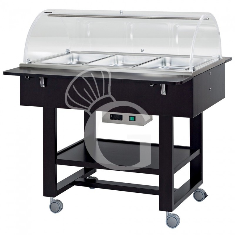 Buffetwagen/Thermowagen Bain-Marie, 3 GN 1/1 Behälter +30°/+90°C, B 1110 mm x T 1120 mm x H 1250 mm