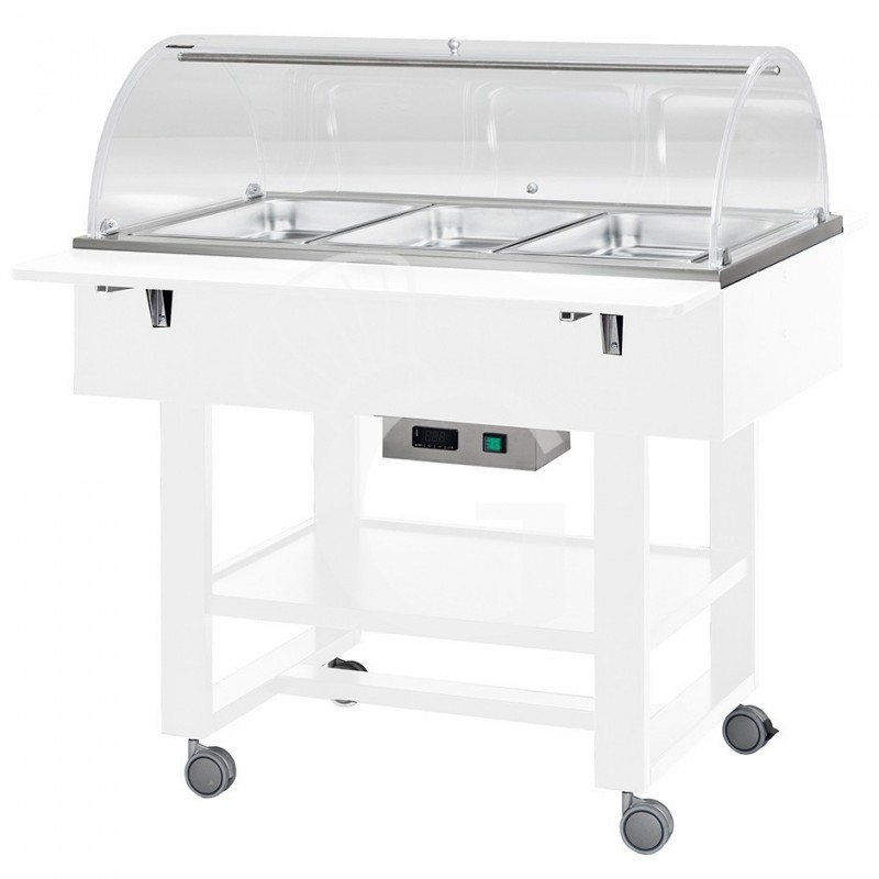 Buffetwagen/Thermowagen Bain-Marie, 3 GN 1/1 Behälter +30°/+90°C, B 1110 mm x T 1120 mm x H 1250 mm