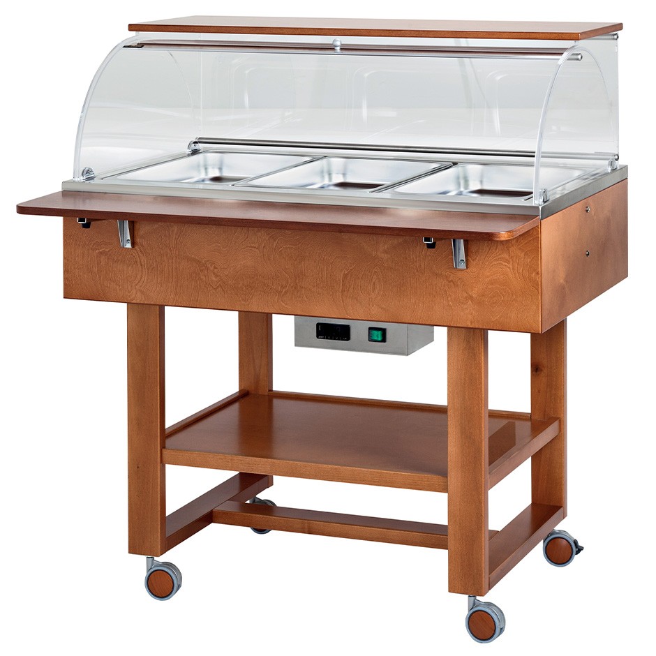 Buffetwagen Bain-Marie, 3 GN 1/1 Behälter, +30°/+90°C, B 1110 mm x T 1120 mm x H 1260 mm